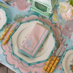 Mrs. Alice Mariana Pink & Duck Egg Napkins (Set of 4)< Summer Table Linen | Napkins