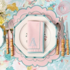 Mrs. Alice Mariana Pink & Duck Egg Placemats (Set of 4)< Summer Table Linen | Placemats