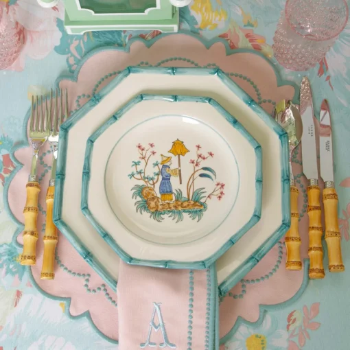 Mrs. Alice Mariana Pink & Duck Egg Placemats (Set of 4)< Summer Table Linen | Placemats