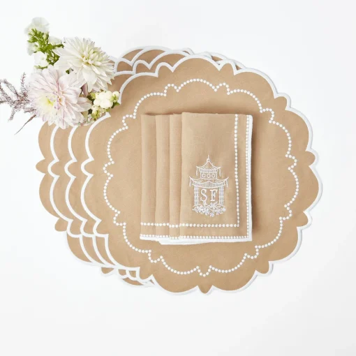 Mrs. Alice Mariana Sand Placemats & Napkins (Set of 4)< Table Linen Sets | Mrs. Alice Monogram