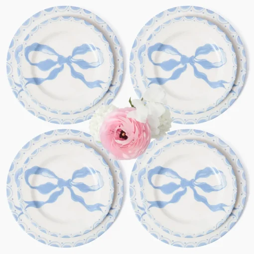 Mrs. Alice Marilyn Blue Bow Dinner & Starter Plates (Set of 8)< Summer Crockery | Crockery Sets