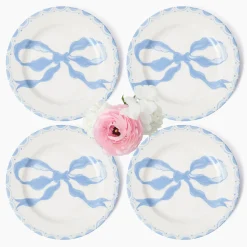 Mrs. Alice Marilyn Blue Bow Dinner Plates (Set of 4)< Summer Crockery | Dinner Plates