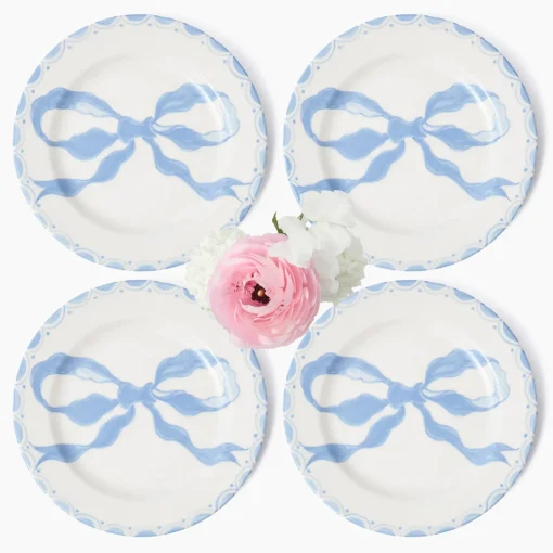 Mrs. Alice Marilyn Blue Bow Dinner Plates (Set of 4)< Summer Crockery | Dinner Plates