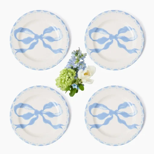 Mrs. Alice Marilyn Blue Bow Starter Plates (Set of 4)< Summer Crockery | Starter Plates