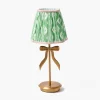 Mrs. Alice Marilyn Bow Rechargeable Lamp with Green & Pink Ikat Shade (18cm)< Rechargeable Table Lamps