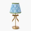 Mrs. Alice Marilyn Bow Rechargeable Lamp with Blue & Green Ikat Shade (18cm)< Rechargeable Table Lamps