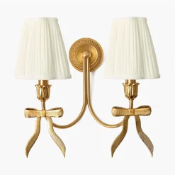 Mrs. Alice Marilyn Bow Rechargeable Double Wall Light with Cream Shades (14cm)< Rechargeable Table Lamps | Wall Lighting