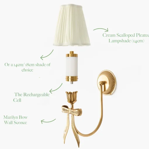 Mrs. Alice Marilyn Bow Rechargeable Wall Light with Cream Shade (14cm)< Rechargeable Table Lamps | Wall Lighting