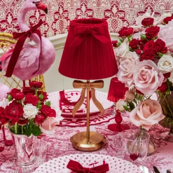 Mrs. Alice Marilyn Bow Rechargeable Lamp with Red Velvet Bow Shade (18cm)< Rechargeable Table Lamps