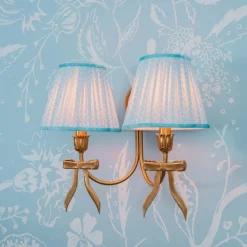 Mrs. Alice Marilyn Bow Rechargeable Double Wall Light with Soft Blue Lotus Shades (18cm)< Rechargeable Table Lamps | Wall Lighting