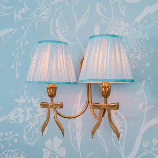 Mrs. Alice Marilyn Bow Rechargeable Double Wall Light with Soft Blue Lotus Shades (18cm)< Rechargeable Table Lamps | Wall Lighting