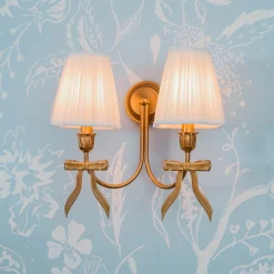 Mrs. Alice Marilyn Bow Rechargeable Double Wall Light with Cream Shades (14cm)< Rechargeable Table Lamps | Wall Lighting