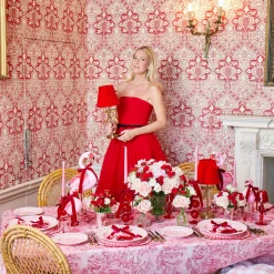 Mrs. Alice Marilyn Bow Rechargeable Lamp with Red Velvet Bow Shade (18cm)< Rechargeable Table Lamps