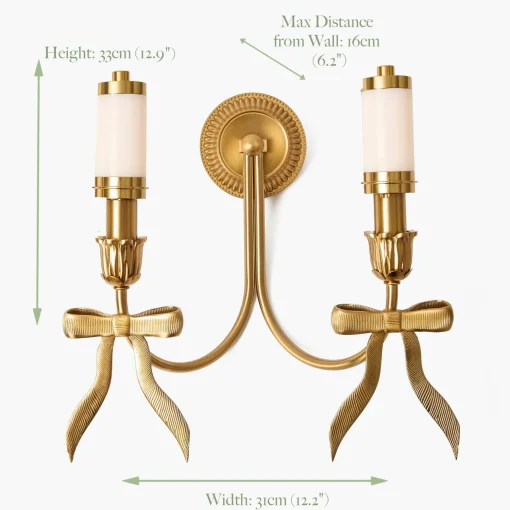 Mrs. Alice Marilyn Bow Rechargeable Double Wall Light with Soft Blue Lotus Shades (18cm)< Rechargeable Table Lamps | Wall Lighting