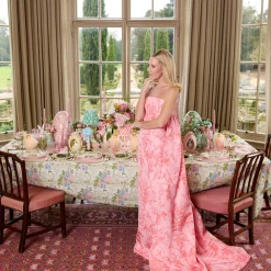 Mrs. Alice Marilyn Bow Rechargeable Lamp with Green & Pink Ikat Shade (18cm)< Rechargeable Table Lamps