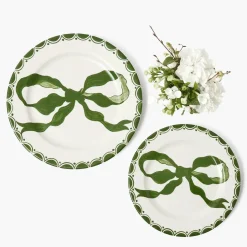Mrs. Alice Marilyn Forest Green Bow Starter Plate< Starter Plates