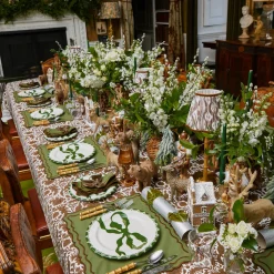 Mrs. Alice Marilyn Forest Green Bow Dinner & Starter Plates (Set of 8)< Crockery Sets