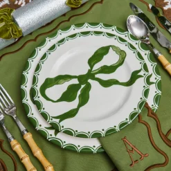 Mrs. Alice Marilyn Forest Green Bow Dinner & Starter Plates (Set of 8)< Crockery Sets