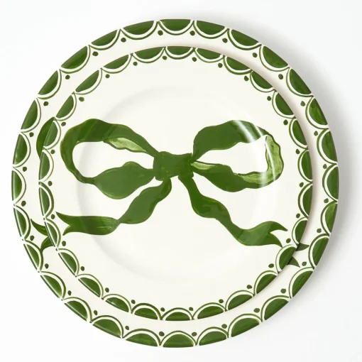 Mrs. Alice Marilyn Forest Green Bow Dinner & Starter Plates (Set of 8)< Crockery Sets