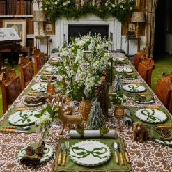 Mrs. Alice Marilyn Forest Green Bow Dinner & Starter Plates (Set of 8)< Crockery Sets