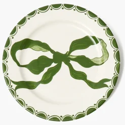 Mrs. Alice Marilyn Forest Green Bow Dinner Plates (Set of 4)< Dinner Plates | Crockery Sets