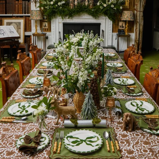 Mrs. Alice Marilyn Forest Green Bow Dinner & Starter Plates (Set of 8)< Crockery Sets