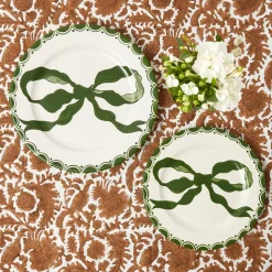 Mrs. Alice Marilyn Forest Green Bow Dinner & Starter Plates (Set of 8)< Crockery Sets