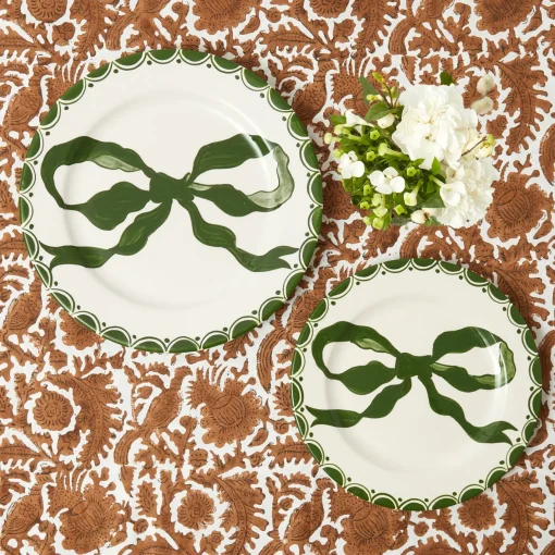 Mrs. Alice Marilyn Forest Green Bow Dinner & Starter Plates (Set of 8)< Crockery Sets