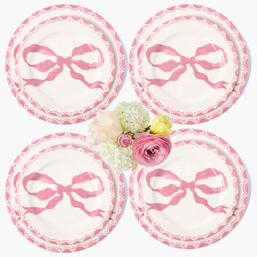 Mrs. Alice Marilyn Pink Bow Dinner & Starter Plates (Set of 8)< Summer Crockery | Crockery Sets
