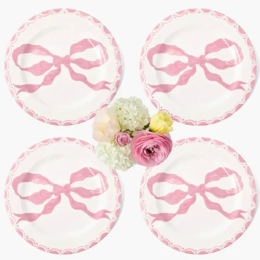 Mrs. Alice Marilyn Pink Bow Dinner Plates (Set of 4)< Summer Crockery | Dinner Plates