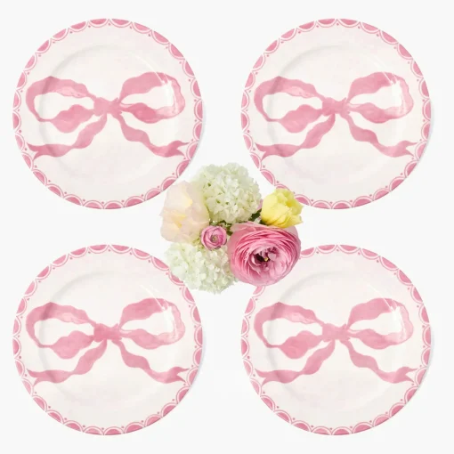Mrs. Alice Marilyn Pink Bow Starter Plates (Set of 4)< Summer Crockery | Starter Plates