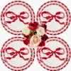 Mrs. Alice Marilyn Red Bow Dinner & Starter Plates (Set of 8)< Crockery Sets