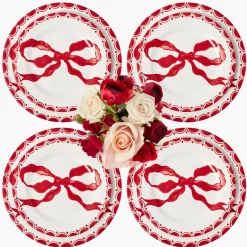 Mrs. Alice Marilyn Red Bow Dinner & Starter Plates (Set of 8)< Crockery Sets