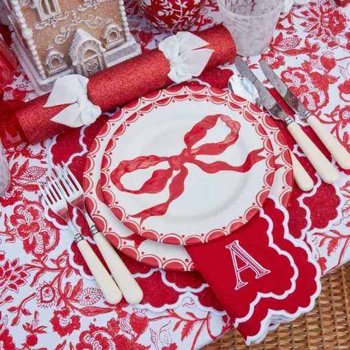 Mrs. Alice Marilyn Red Bow Dinner & Starter Plates (Set of 8)< Crockery Sets