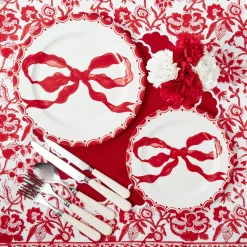 Mrs. Alice Marilyn Red Bow Dinner & Starter Plates (Set of 8)< Crockery Sets