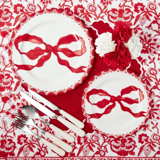 Mrs. Alice Marilyn Red Bow Dinner & Starter Plates (Set of 8)< Crockery Sets