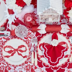 Mrs. Alice Marilyn Red Bow Dinner & Starter Plates (Set of 8)< Crockery Sets