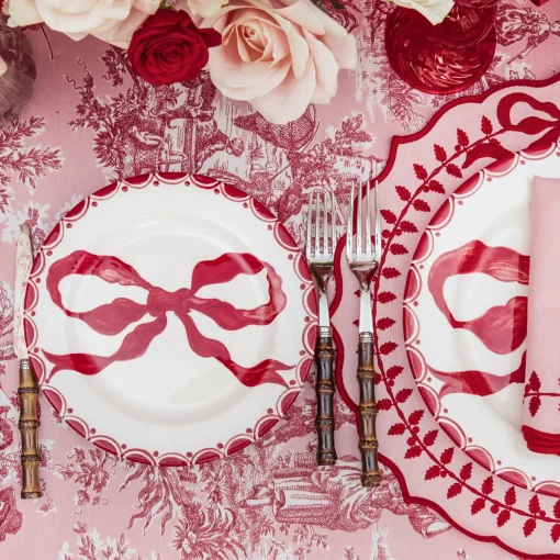 Mrs. Alice Marilyn Red Bow Dinner & Starter Plates (Set of 8)< Crockery Sets