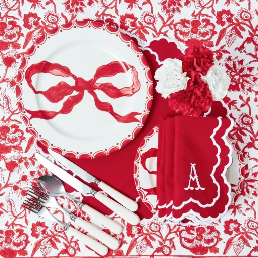 Mrs. Alice Marilyn Red Bow Dinner Plates (Set of 4)< Dinner Plates | Crockery Sets