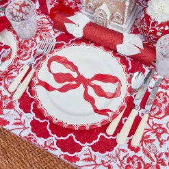 Mrs. Alice Marilyn Red Bow Dinner Plates (Set of 4)< Dinner Plates | Crockery Sets