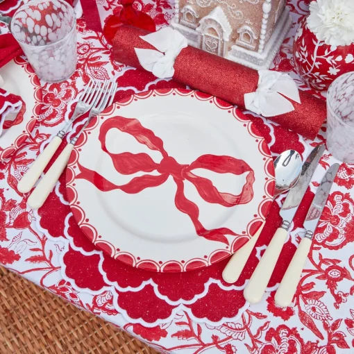 Mrs. Alice Marilyn Red Bow Dinner Plates (Set of 4)< Dinner Plates | Crockery Sets