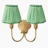Mrs. Alice Marina Rechargeable Double Wall Light with Green Lotus Shades (18cm)< Rechargeable Table Lamps | Wall Lighting