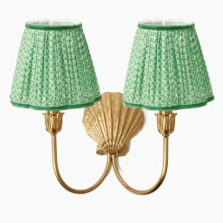 Mrs. Alice Marina Rechargeable Double Wall Light with Green Lotus Shades (18cm)< Rechargeable Table Lamps | Wall Lighting