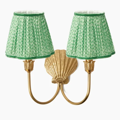 Mrs. Alice Marina Rechargeable Double Wall Light with Green Lotus Shades (18cm)< Rechargeable Table Lamps | Wall Lighting