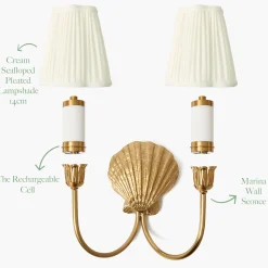 Mrs. Alice Marina Rechargeable Double Wall Light with Cream Shades (14cm)< Rechargeable Table Lamps | Wall Lighting