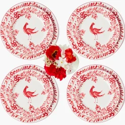 Mrs. Alice Martha Red Dinner & Starter Plates (Set of 8)< Crockery Sets