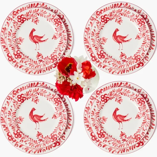 Mrs. Alice Martha Red Dinner & Starter Plates (Set of 8)< Crockery Sets