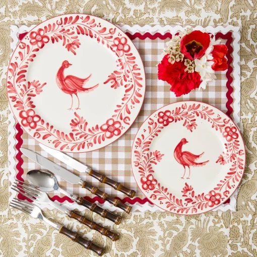 Mrs. Alice Martha Red Dinner & Starter Plates (Set of 8)< Crockery Sets
