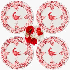Mrs. Alice Martha Red Dinner Plates (Set of 4)< Dinner Plates | Crockery Sets