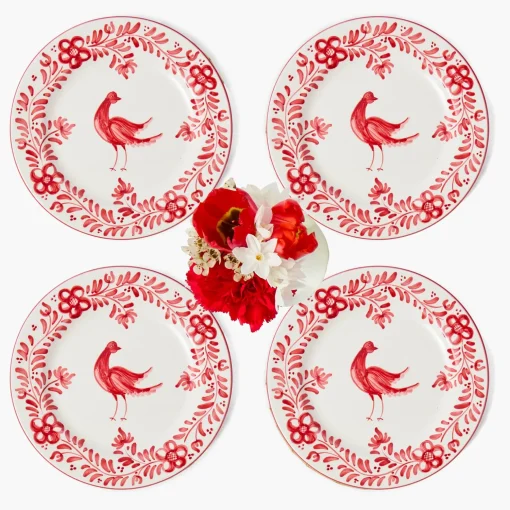 Mrs. Alice Martha Red Starter Plates (Set of 4)< Starter Plates | Crockery Sets